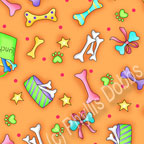Orange Dog Bone fabric