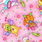 Pink fabric with dogs
