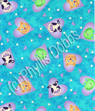Sweetheart Ballerinas Fabric Aqua Hearts