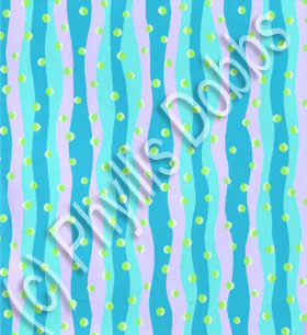 Sweetheart Ballerinas Aqua Wavy Stripe Fabric