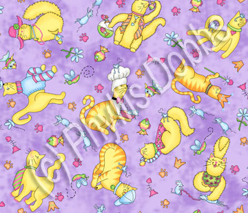 Meow Cat Fabrics - violet cats