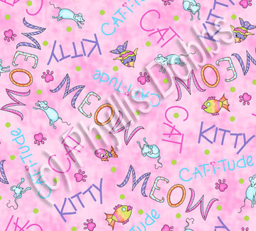 Meow Cat Fabrics Cat Words
